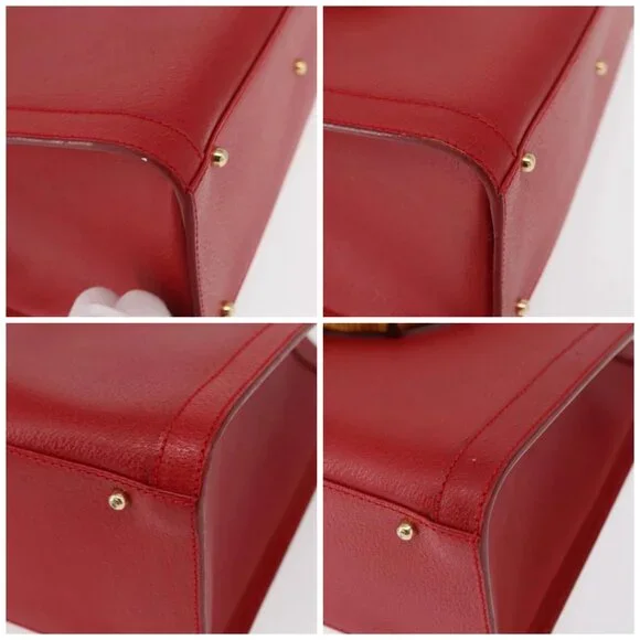 GUCCI Bamboo Hand Bag Leather Red Gold 002 0260 2615 Auth ep12137 - Picture 15 of 16